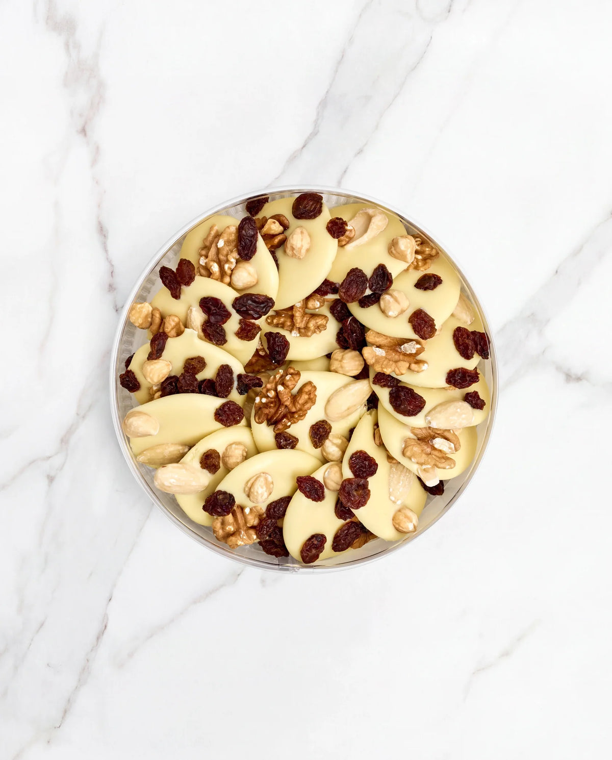Studentenhaver met witte chocolade - mendiants